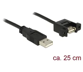 DeLock černá / Montážní USB kabel / USB A (M) - USB A (F) / 0,25 m / USB 2.0