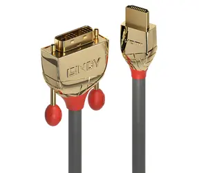 Lindy HDMI - DVI-D Gold Line / HDMI-DVI-D kabel / Single Link / 5 m / pozlacené konektory