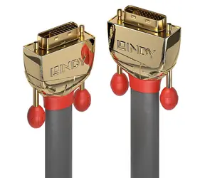 Lindy Gold Line šedá / DVI-D kabel / Dual Link / pozlacené konektory / 15 m