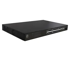 LevelOne GEP-2821 / Switch / 24x GE PoE+ / 2x GE / 2x SFP / 390 W PoE / Unmanaged / 19"