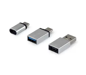 Equip stříbrná / Sada OTG adaptérů / USB-C - USB-A / USB-C - Micro-USB / USB-A - USB-C / hliník