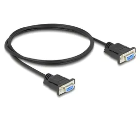 Delock D-Sub9 samice/samice černá / Sériový kabel / 1 m / úzký konektor / RS-232