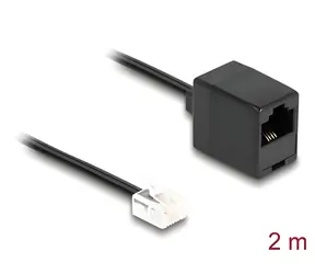 DeLock černá / Telefonní kabel / RJ11 (M) - RJ45 (F) / plochý / 2 m