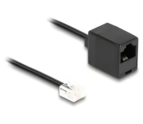 Delock Kabel RJ11 (M) - RJ45 (F) 3m černá / Telefonní kabel / Plochý