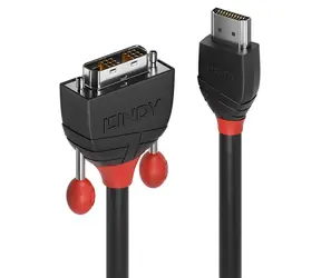 Lindy Black Line černá / HDMI - DVI-D kabel / 10 m / Single Link / 1920×1200 px
