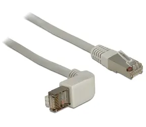 Delock / Patch kabel RJ45 Cat6a S/FTP / úhlový / 0,5 m / šedý