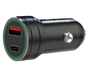 MediaRange černá / Autonabíječka / 20 W / USB-A + USB-C / Quick Charge 3.0 / hliník