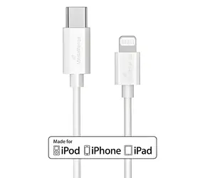 MediaRange bílá / Datový a nabíjecí kabel / USB-C (M) - Lightning (M) / 1 m / MFi