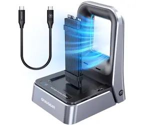 GrauGear G-M2DK2-20G / Dokovací stanice pro M.2 SSD / NVMe + SATA / USB-C 20 Gbps / Aktivní chlazení