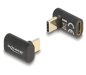 Delock USB-C zástrčka-zdířka antracitová / Adaptér USB4 / 40 Gbit/s / 8K 60 Hz / úhlová zástrčka