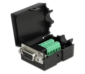 DeLock D-Sub9 (F) - Terminal Block 10pin černá / Adaptér / s pouzdrem / AWG 26/18