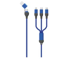 2GO 797360 černá, modrá / Nabíjecí kabel 3v1 / USB-A, USB-C / Micro-USB, USB-C, Lightning / 1,2 m