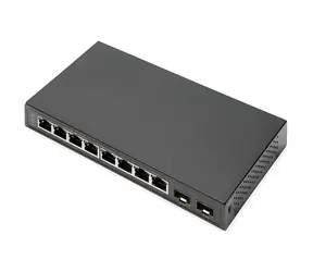 Digitus černá / Switch / 8x Gigabit RJ45 / 2x SFP / Unmanaged / Bez ventilátoru