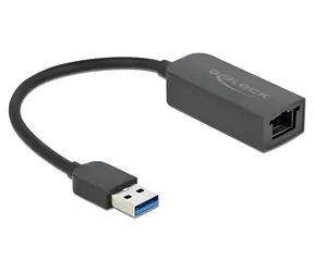 Delock USB Type-A na 2,5 Gigabit LAN černá / Adaptér / USB 3.2 Gen 1 / RJ45 / 5 Gbit/s / kompaktní