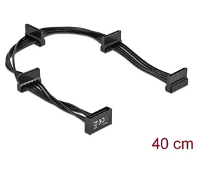 Delock 0,4 m / Napájecí kabel SATA / SATA 15-pin > 4x SATA 15-pin / černý