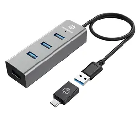 GrauGear G-HUB4-AC / USB hub / 4x USB 3.0 / vč. USB-C adaptéru / hliníkové tělo