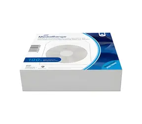 MediaRange BOX162 bílá / Papírový obal na CD/DVD / s okénkem / 100 ks / 124 x 124 mm