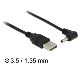 Delock / Napájecí kabel / USB-A - DC 3,5 x 1,35 mm / Samec, úhel 90° / 1,5 m