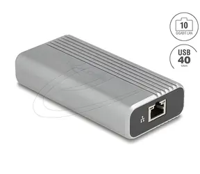 DeLock USB-C 40 Gbps / Síťový adaptér / 10 Gigabit Ethernet RJ45 / USB4 Gen 3x2 / VLAN