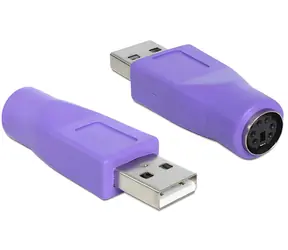 Delock USB-A (M) - PS/2 (F) fialová / Adaptér / Pro PS/2 myš a klávesnici