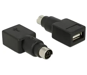 Delock černá / Adaptér / PS/2 (M) - USB-A (F)