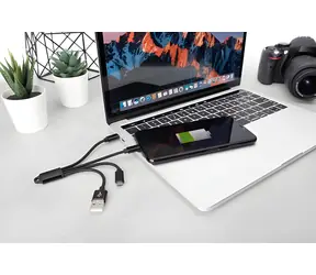 Digitus 3in1 černá / Nabíjecí kabel / USB-A / Lightning / Micro-USB / USB-C / 0,15 m