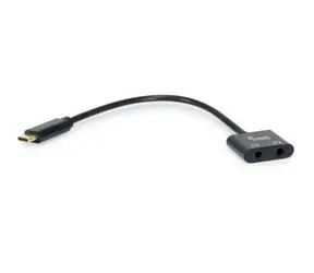 Equip USB-C černá / Audio adaptér / DAC / 2x Jack 3,5mm / 0,15 m
