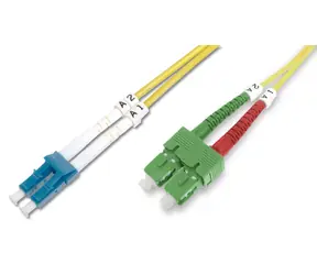Digitus SC (APC) - LC (PC) / Optický patch kabel / Singlemode OS2 / Duplex / 2 m / žlutá