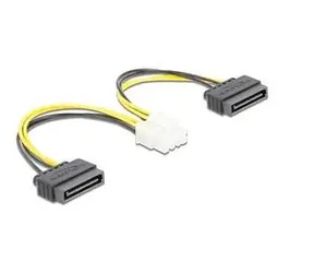 Delock / Napájecí kabel / 2x SATA 15 pin - EPS 8 pin / 0,15 m