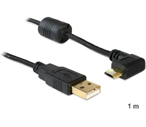 Delock USB 2.0 A - Micro-USB B kabel černá / Propojovací kabel / pravoúhlý 90° / AWG 28 / 1m