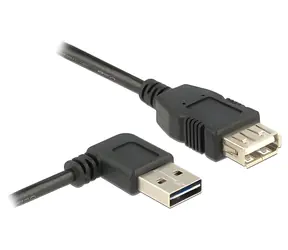 DeLock Easy USB A samec/samice / Prodlužovací kabel / pravoúhlý 90° / USB 2.0 / 1 m / černá
