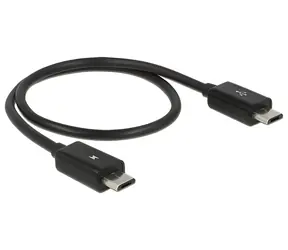 DeLock / OTG napájecí kabel / Micro USB-B - Micro USB-B / 0,3 m / černá