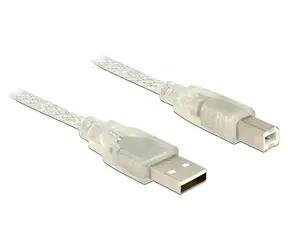 DeLock USB-A - USB-B / Kabel / USB 2.0 / 3 m / transparentní