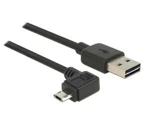 Delock Easy-USB A - Micro USB B černý / USB kabel / 90° zahnutý / 1 m / USB 2.0