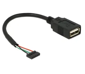 DeLock USB 2.0 Pinheader (F) - USB-A (F) černá / Kabel / 0,15 m / 480 Mbit/s