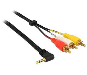 Delock Jack 3,5 mm 90° > 3x Cinch černý / Audio kabel / 1,5 m