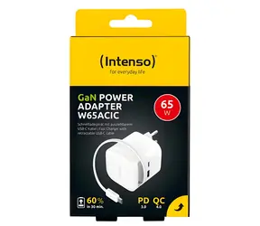 Intenso W65ACIC bílá / Nabíječka / 65W GaN / USB-C + USB-A / PD 3.0