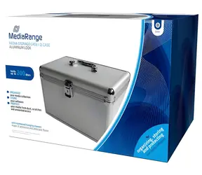 MediaRange DJ Case stříbrná / Box na CD/DVD / kapacita 200 disků / zámek / nosná rukojeť