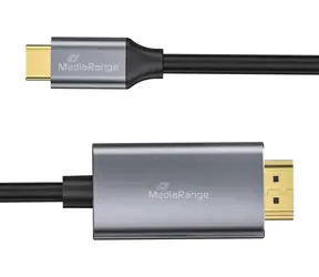 MediaRange USB-C - HDMI černá, stříbrná / Kabel / 4K 30Hz / 1,8 m / USB 3.2 Gen 1