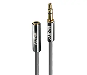 Lindy Cromo antracitová / Audio kabel / Jack 3,5 mm prodlužovací / 0,5 m / Pozlacené konektory
