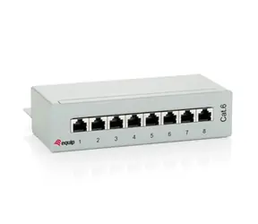 Equip šedá / Patch panel / 8 portů / Cat6 / 250MHz / Desktop