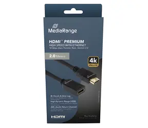 MediaRange MRCS256 černá / Prodlužovací kabel HDMI / 2.0 / 4K 60Hz / 18 Gbps / ARC