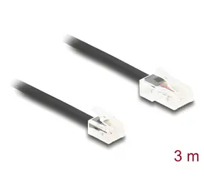 Delock RJ45 - RJ11 černý / Telefonní kabel / Plochý / 3 m