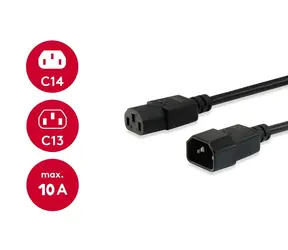 Equip C14-C13 černá / Prodlužovací napájecí kabel / 3 m / 250 V / 10 A
