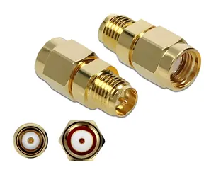 DeLock Adaptér RP-SMA (M) - RP-SMA (F) 10 GHz zlatý / Adaptér / mosaz