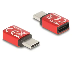 DeLock USB-C datablocker červený / Adaptér / Blokování přenosu dat / USB Power Delivery / 240 W