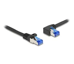 DeLock RJ45 / Patch kabel / Cat.6a S/FTP / 2 m / přímý - úhlový / černá