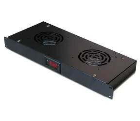 XtendLan 19" černá / Ventilační jednotka / 1U / 2x ventilátor / LCD displej / Termostat