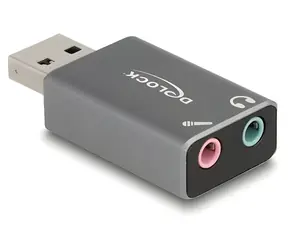 Delock / Externí USB zvuková karta / 2x 3,5 mm jack / USB 2.0 / šedá