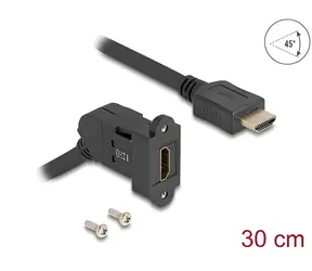 Delock Adaptér HDMI (F) - HDMI (M) černá / zabudovatelný / 45° / 0,3 m / 8K